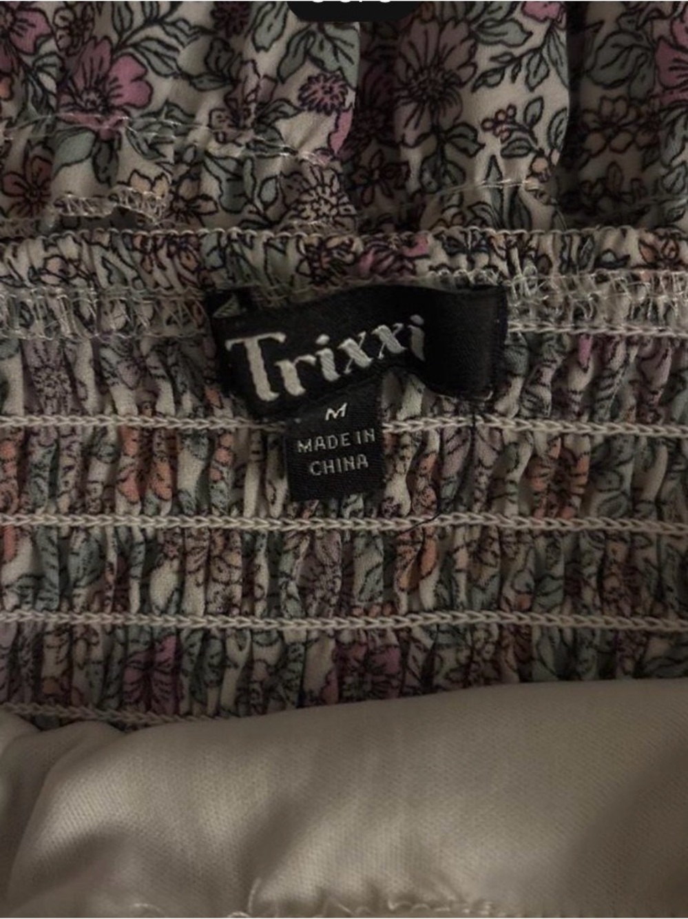 Trixxi Floral Smocked Tank Top in Pink and Gray